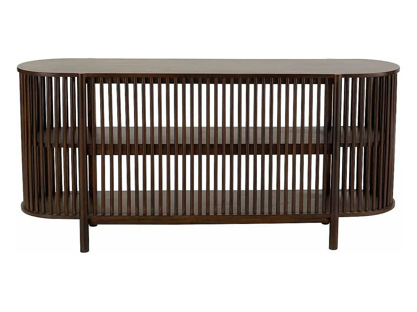 Consola de 2 pisos de madera marrón de 160x38x75 cm.