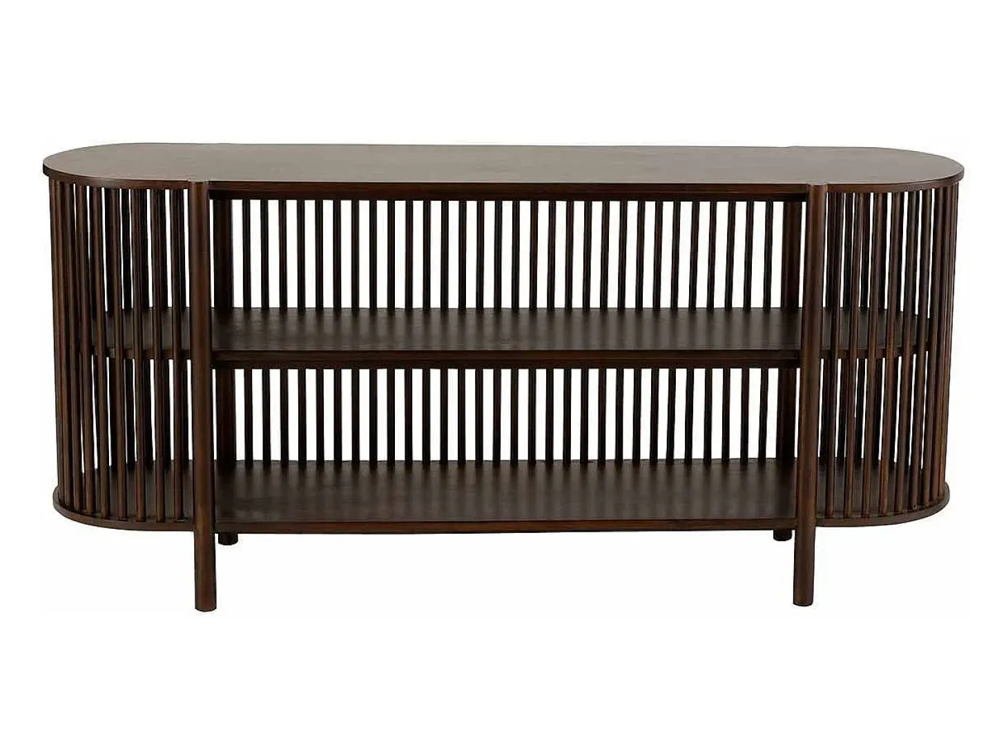 Consola de 2 pisos de madera marrón de 160x38x75 cm.