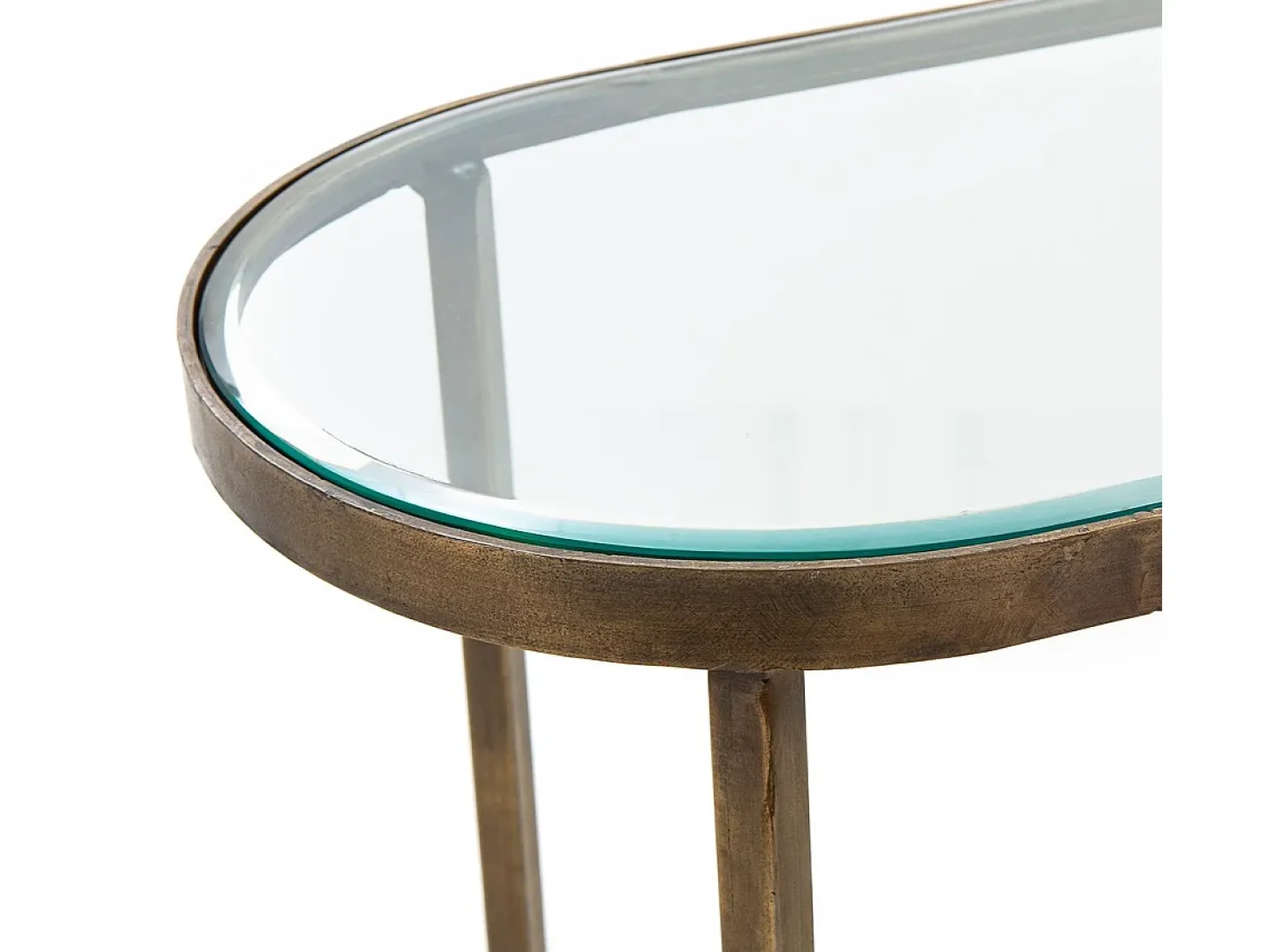 Consola de cristal templado de mármol blanco con patas de metal dorado Sia 122 cm