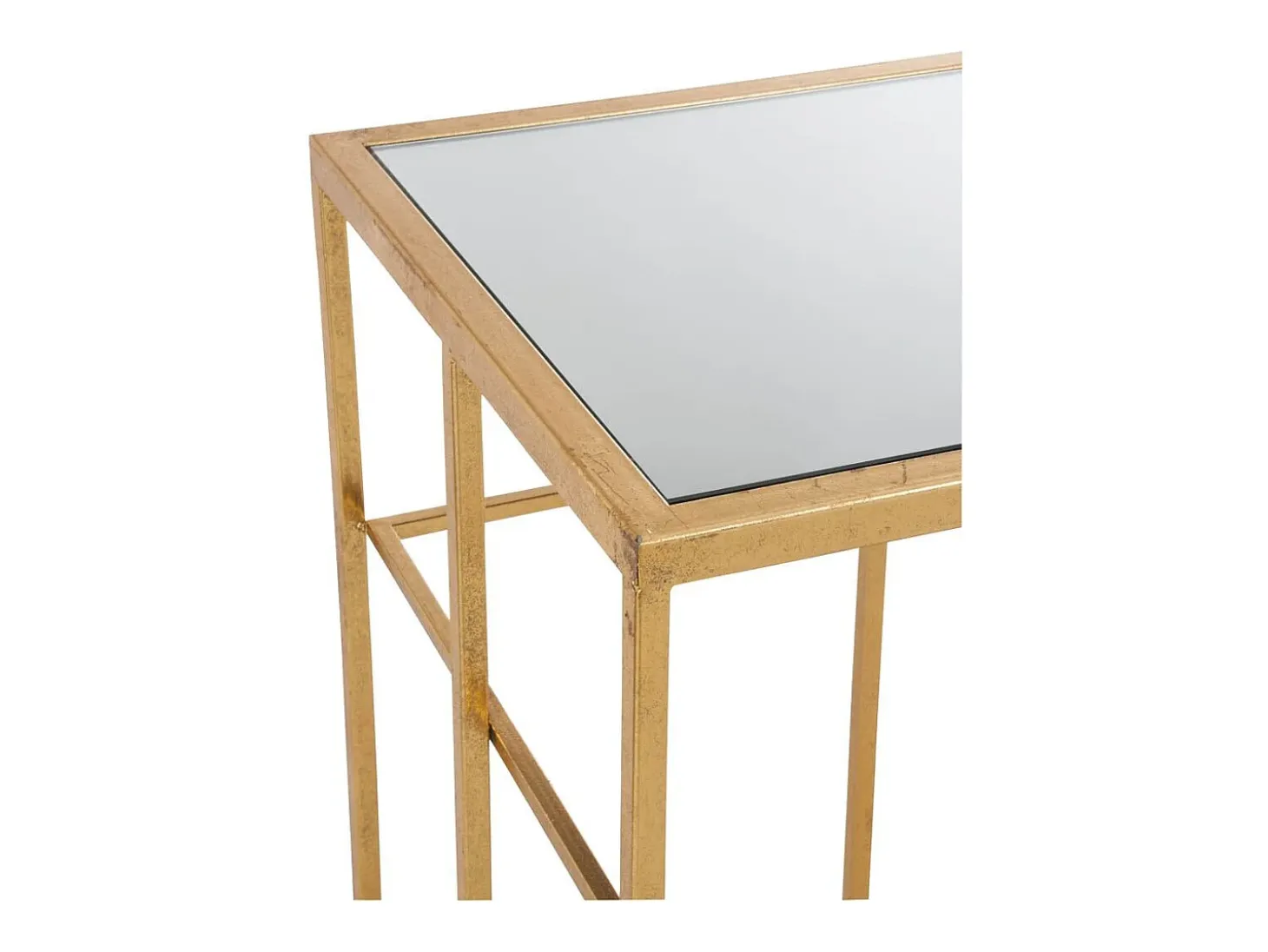 Consola de diseño Arta de metal dorado y cristal templado L 120 cm