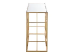 Consola de diseño Arta de metal dorado y cristal templado L 120 cm