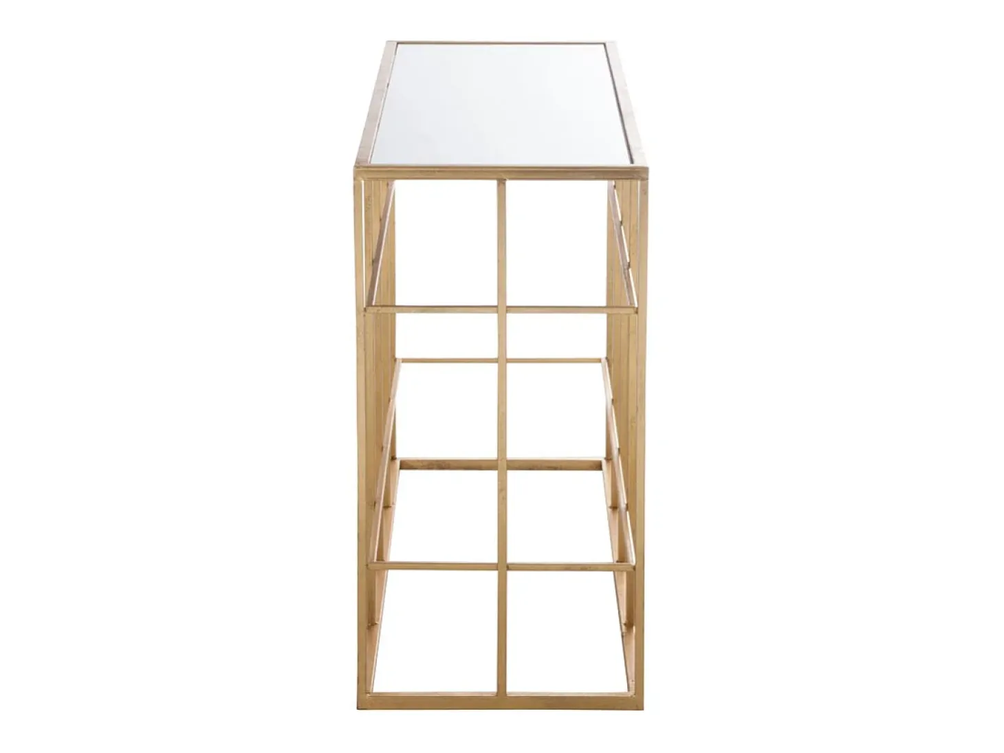 Consola de diseño Arta de metal dorado y cristal templado L 120 cm