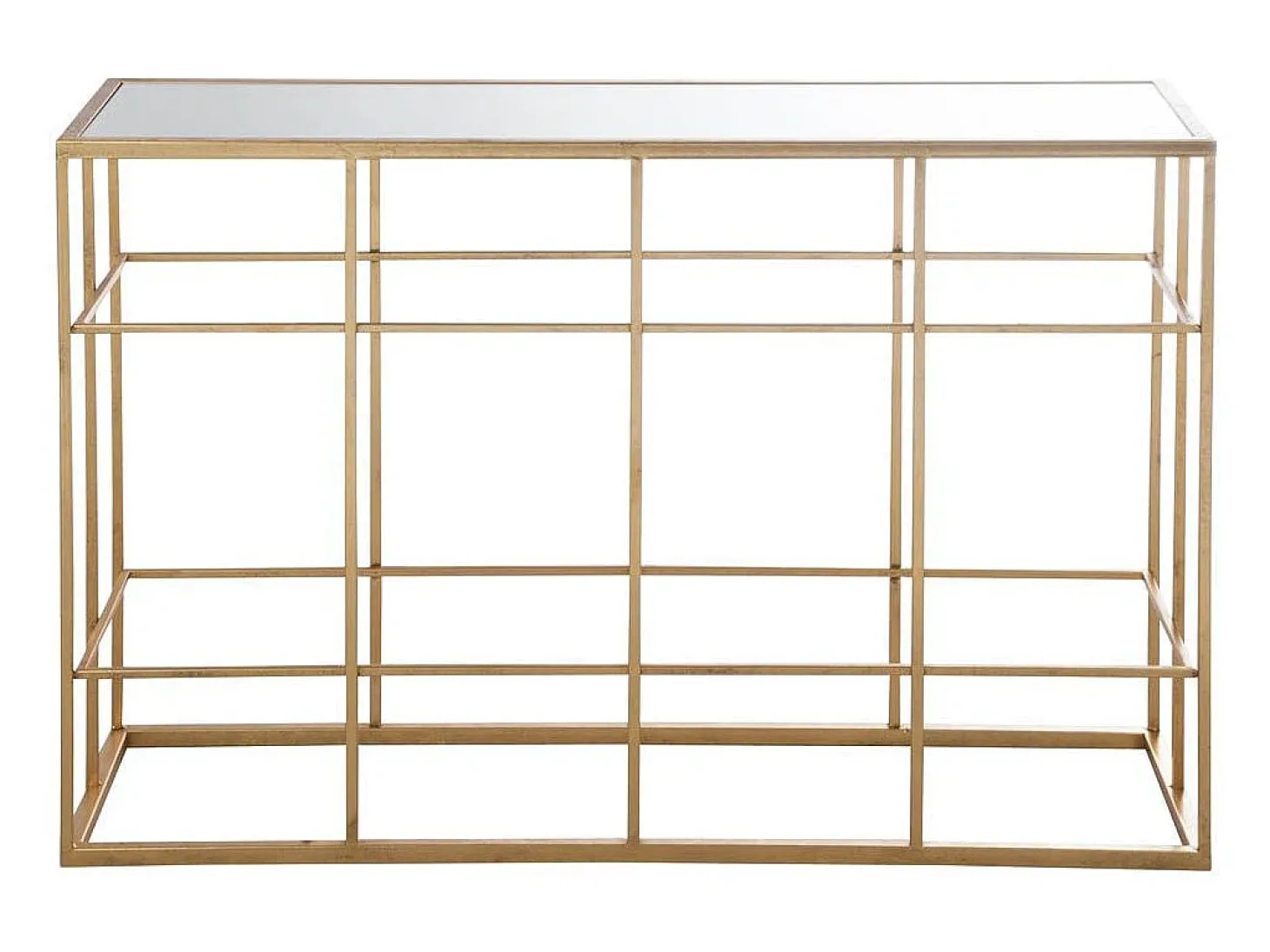 Consola de diseño Arta de metal dorado y cristal templado L 120 cm