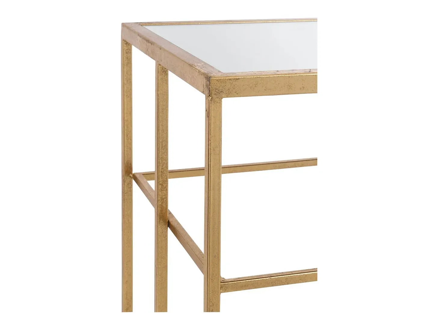 Consola de diseño Arta de metal dorado y cristal templado L 120 cm