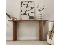 Consola de entrada diseño minimalista ovalado Sira - Marrón Nuez
