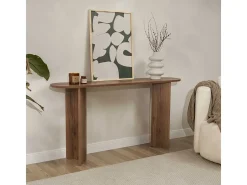 Consola de entrada diseño minimalista ovalado Sira - Marrón Nuez