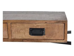 Consola de estilo industrial en madera de mango y toques en metal