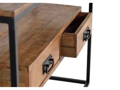 Consola de estilo industrial en madera de mango y toques en metal