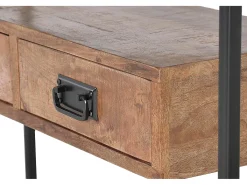 Consola de estilo industrial en madera de mango y toques en metal