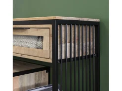 Consola de madera de mango y metal Héloïse con almacenamiento negro estilo industrial