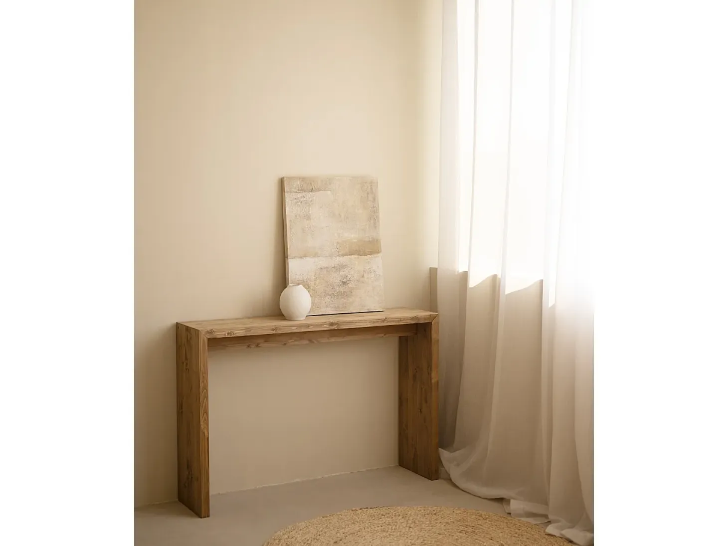 Consola de madera maciza de abeto Decowood en tono roble oscuro de 120x80cm - TELVA - DECOWOOD