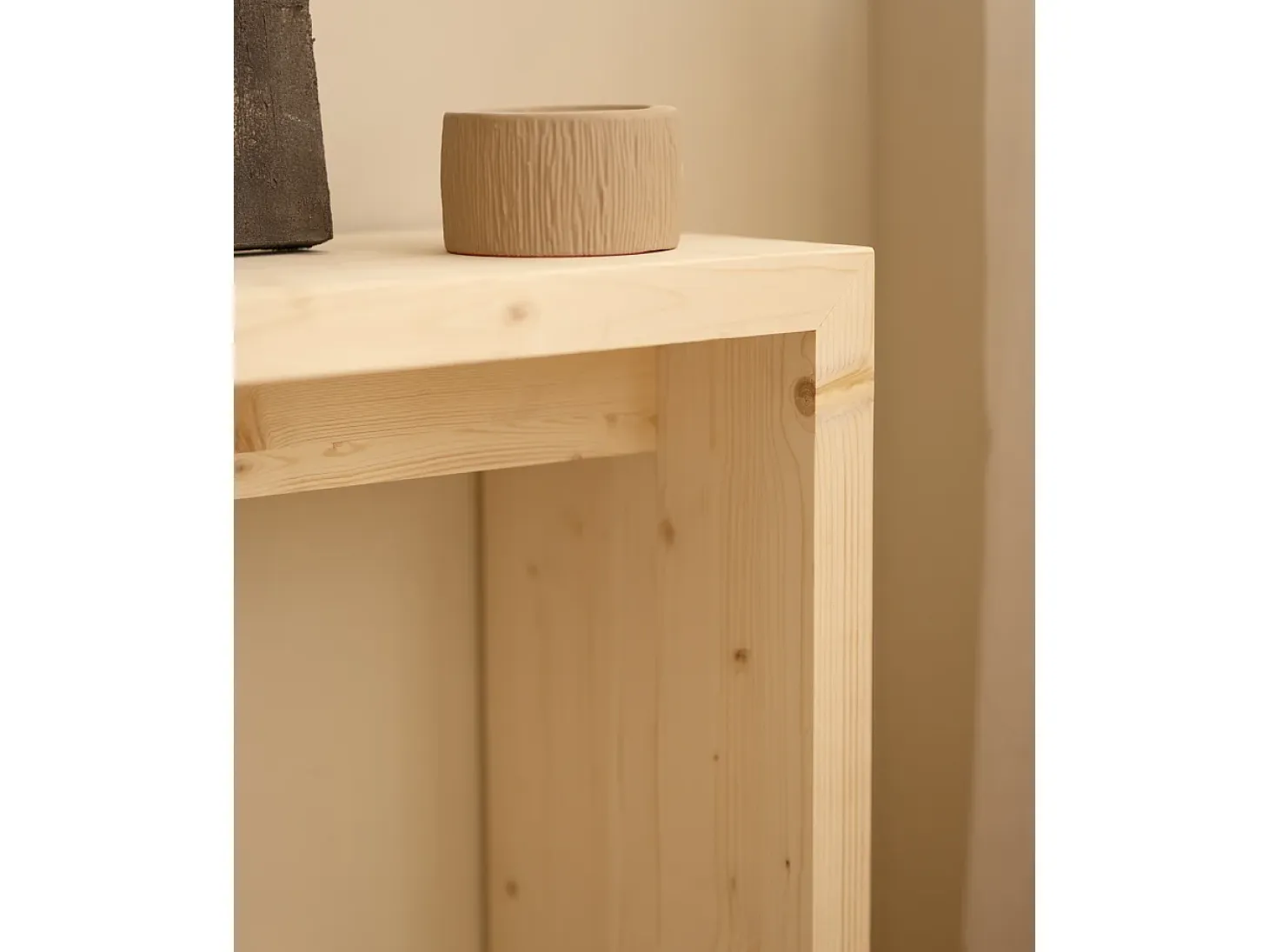 Consola de madera maciza de abeto Decowood en tono natural de 120x80cm - TELVA - DECOWOOD