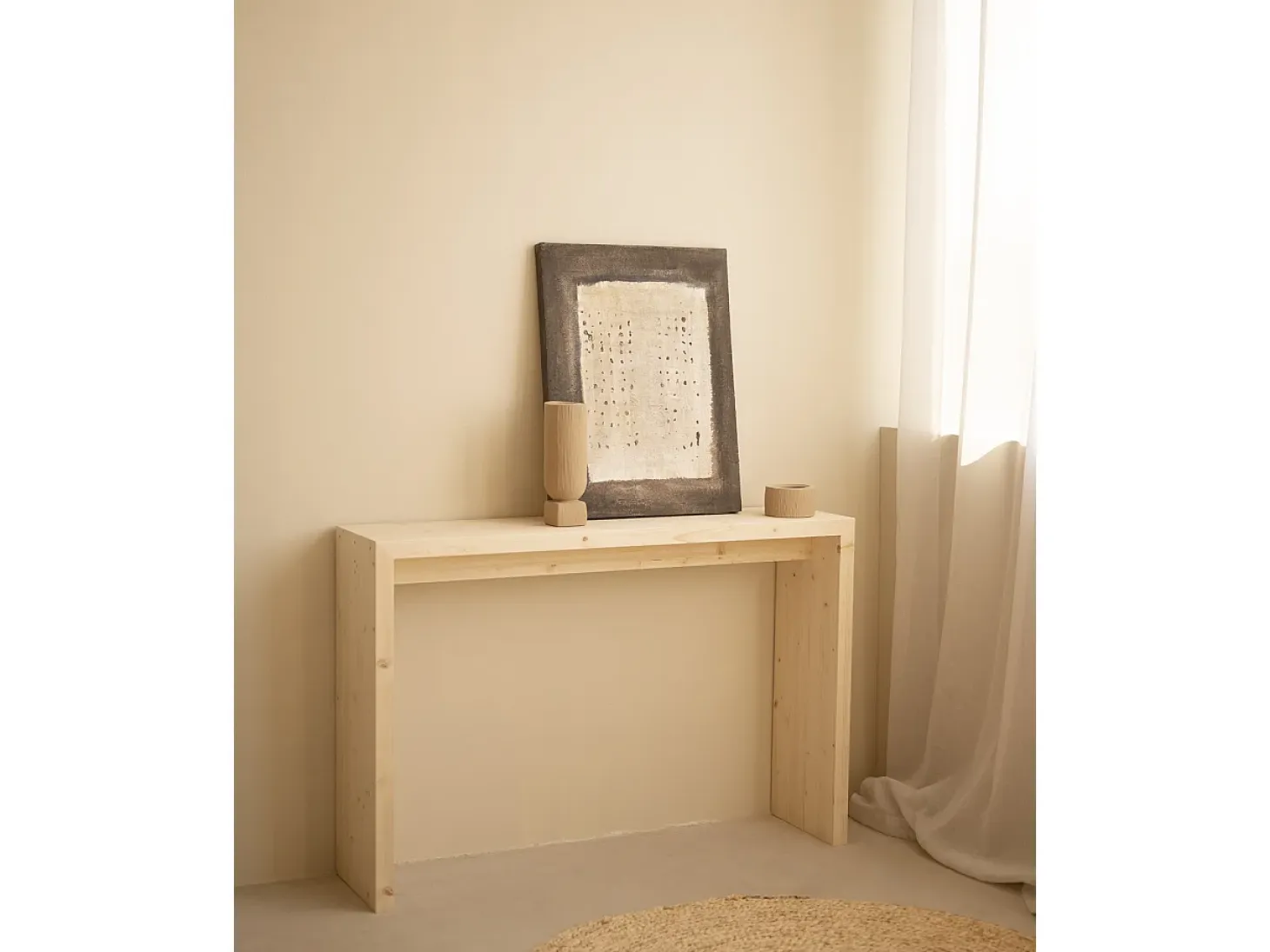 Consola de madera maciza de abeto Decowood en tono natural de 120x80cm - TELVA - DECOWOOD