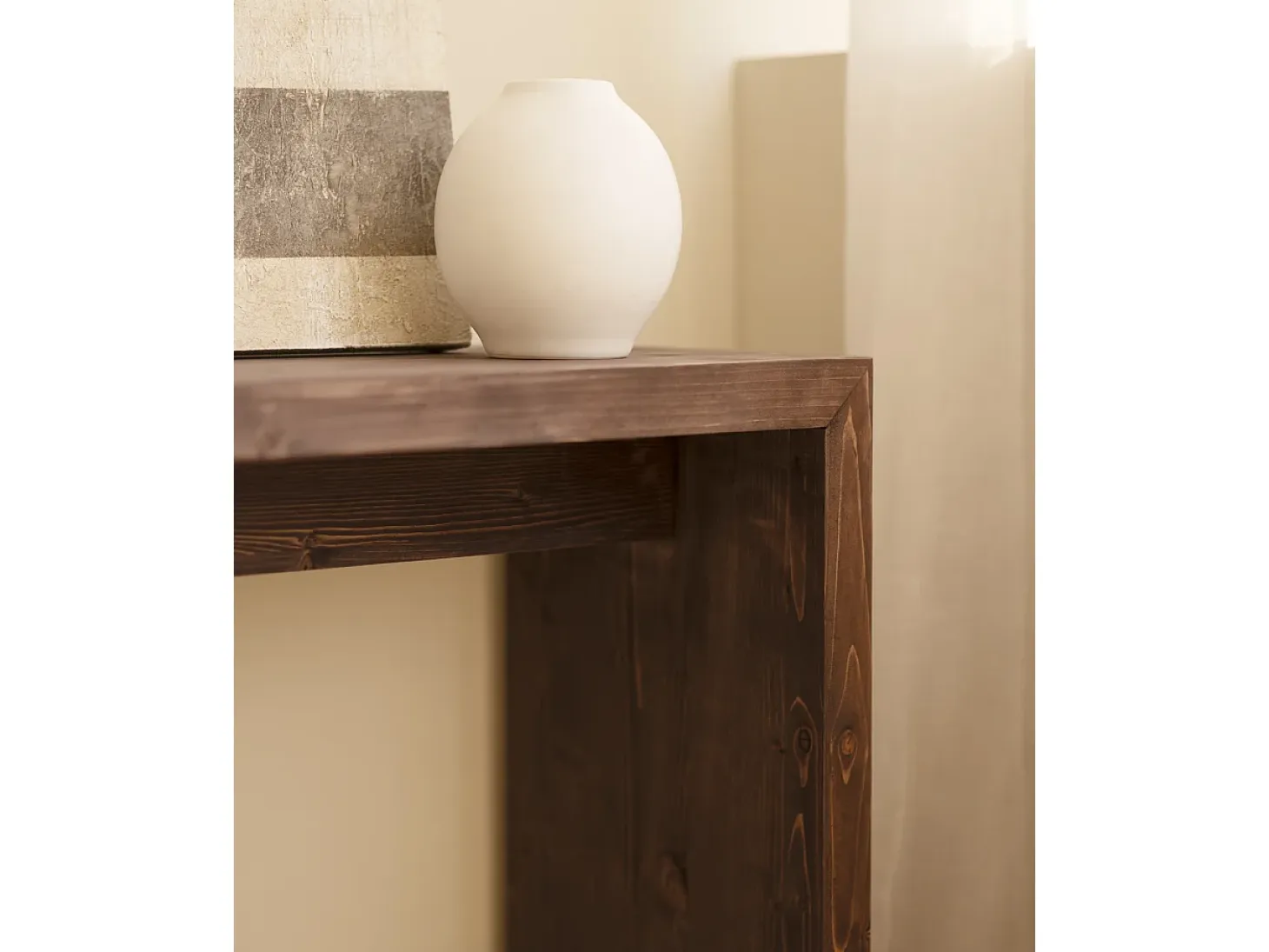 Consola de madera maciza de abeto Decowood en tono nogal de 120x80cm - TELVA - DECOWOOD