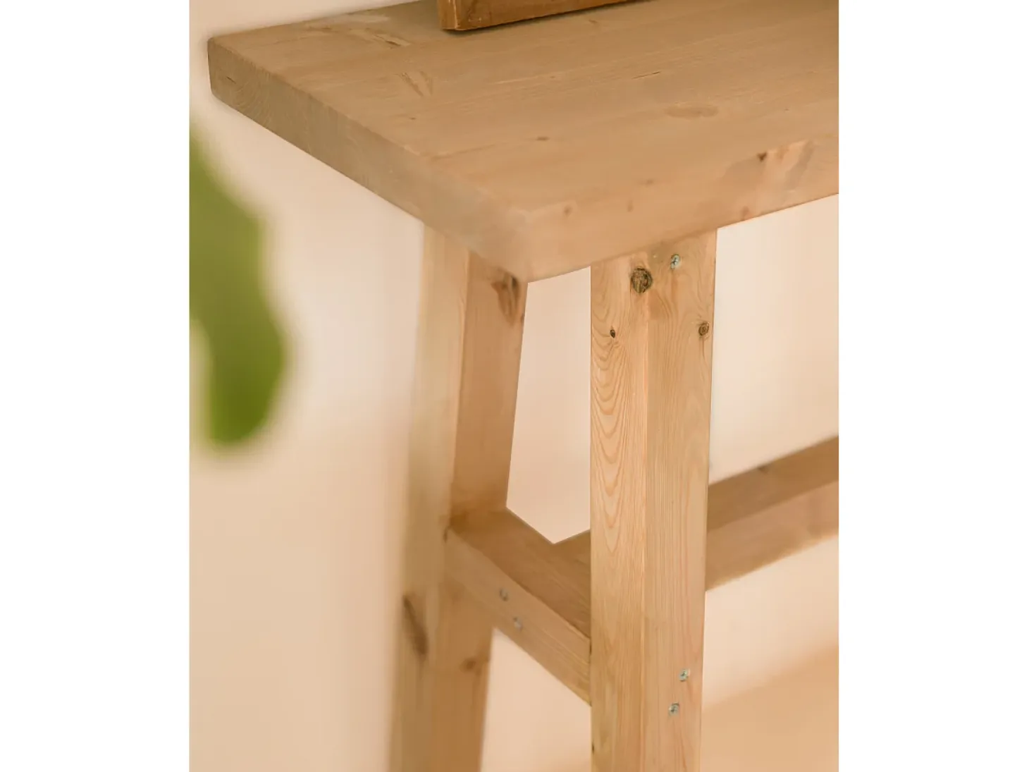 Consola de madera maciza en tono roble medio de 100x80cm - BATÁN - DECOWOOD