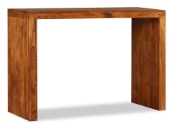 Consola de madera maciza con acabado miel 110x40x76 cm