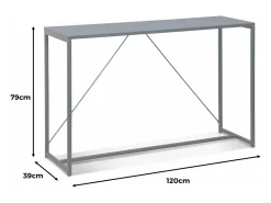 Consola de metal, 120cm negro