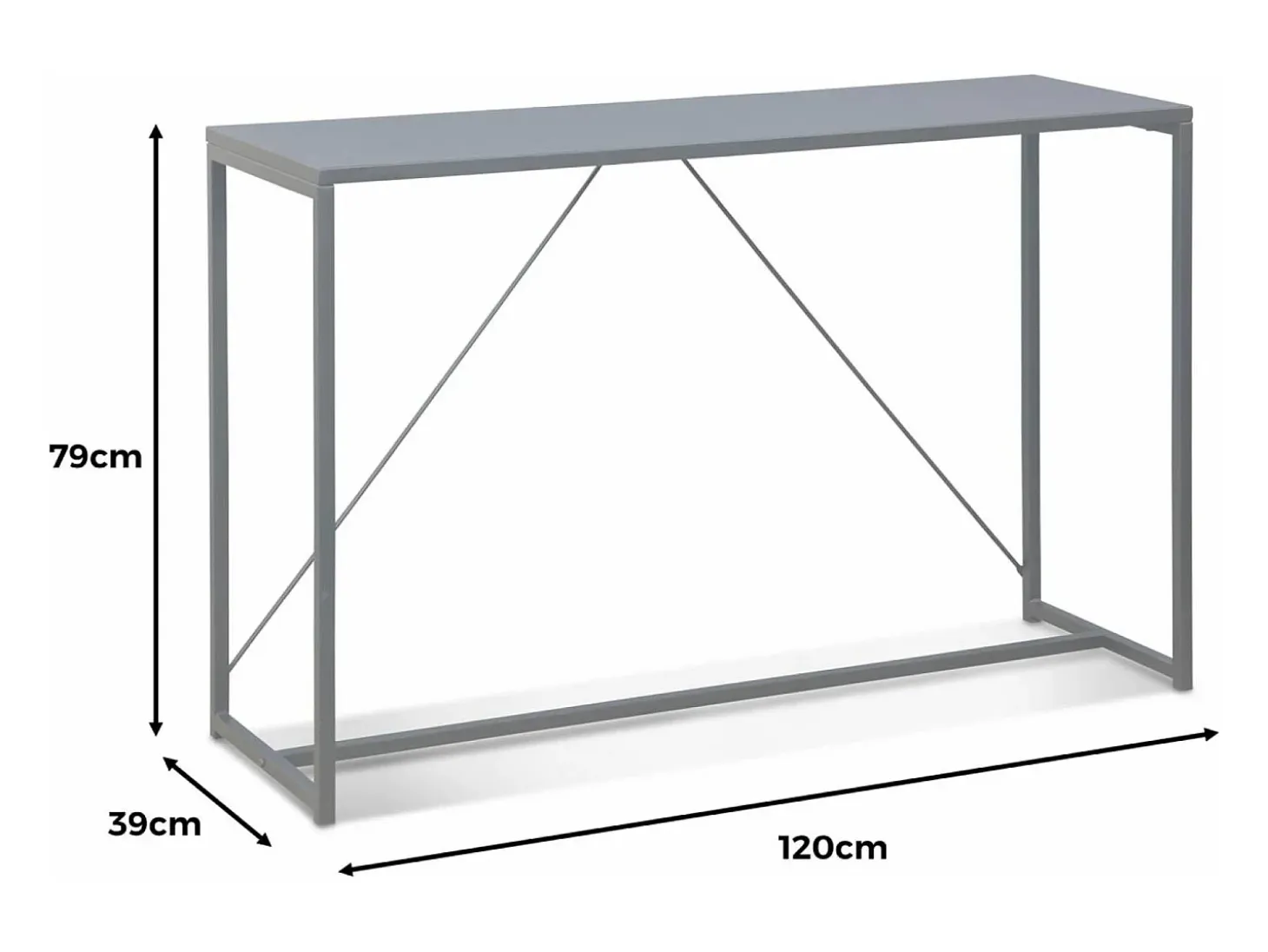 Consola de metal, 120cm negro