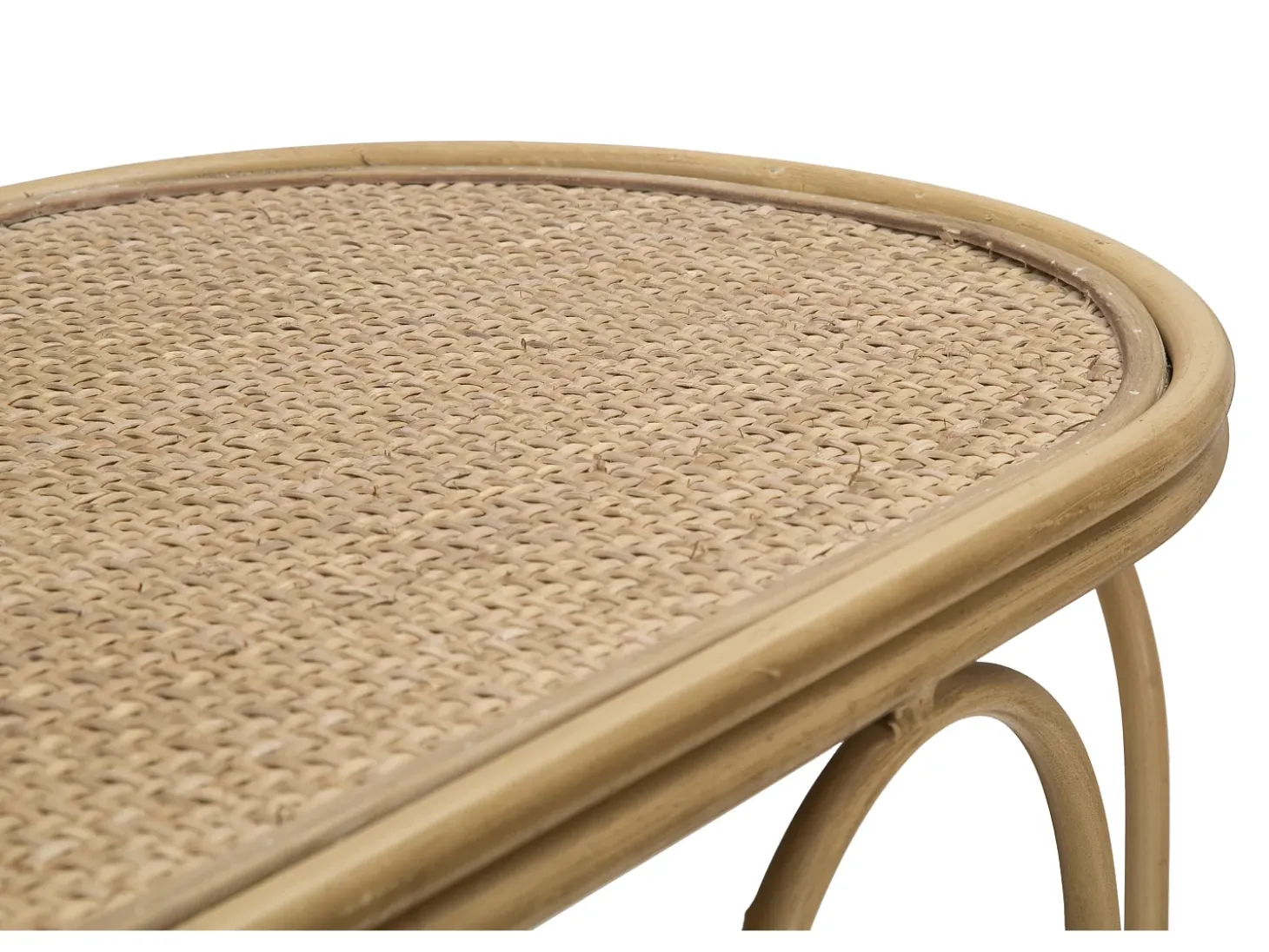 Consola de metal estilo boho chic con superficie de ratán Samui