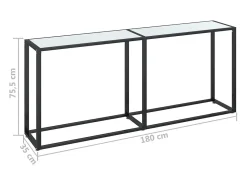 Consola de mármol blanco 180x35x75,5 cm Cristal templado