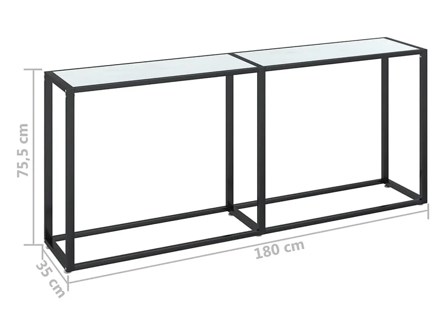 Consola de mármol blanco 180x35x75,5 cm Cristal templado
