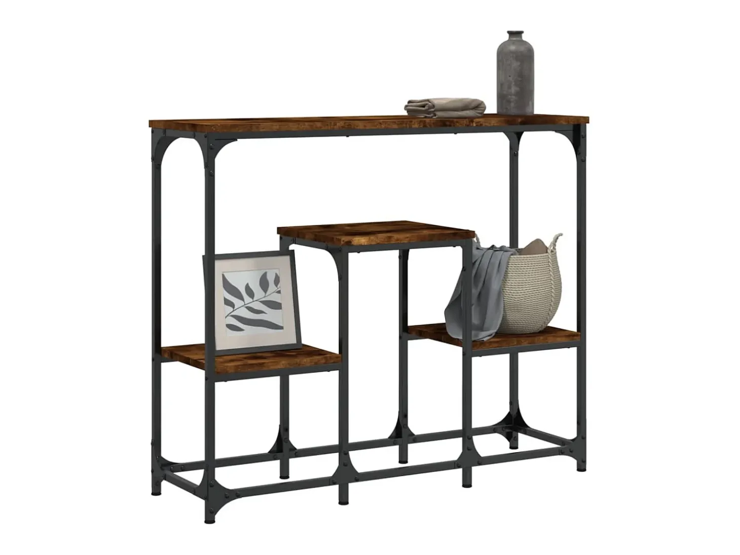 Consola de roble ahumado 89,5x28x76 cm madera de ingeniería