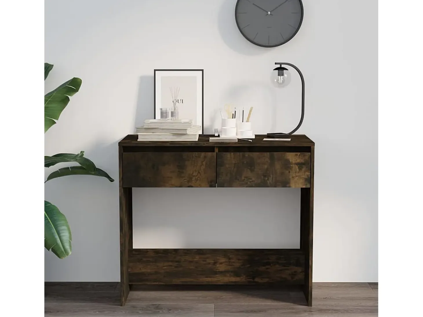 Consola de roble ahumado 89x41x76,5 cm madera de ingeniería