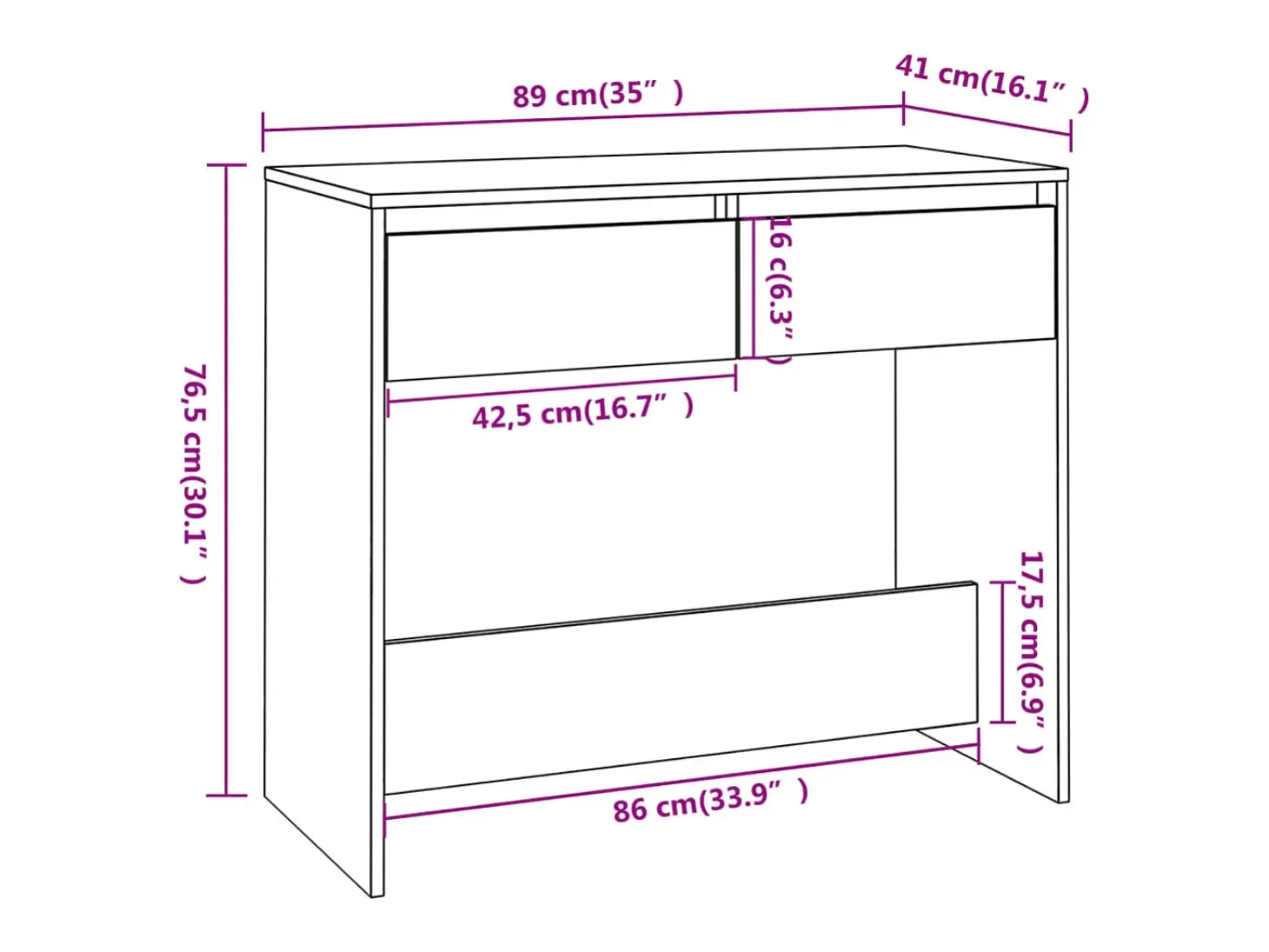 Consola de roble ahumado 89x41x76,5 cm madera de ingeniería