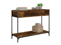 Consola de roble ahumado 100x34,5x75 cm madera de ingeniería