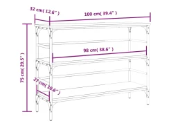 Consola de roble ahumado 100x32x75 cm madera de ingeniería