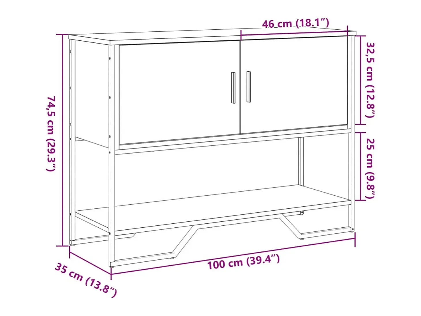Consola de roble ahumado 100x35x74,5 cm madera de ingeniería