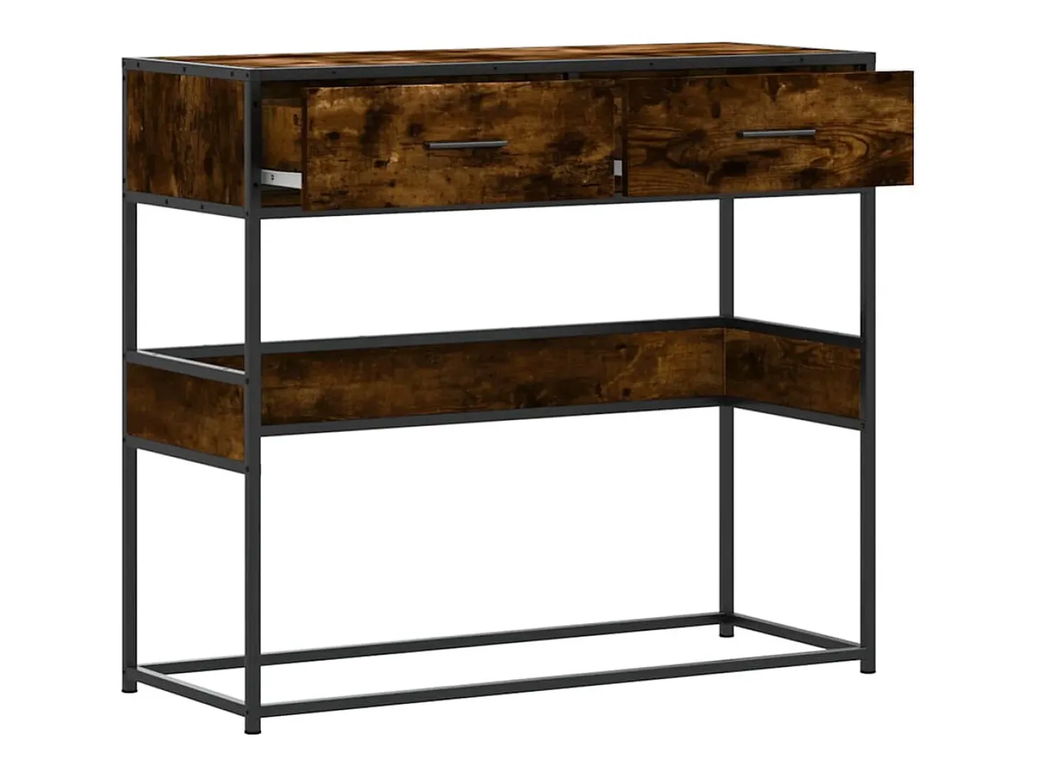 Consola de roble ahumado 90x35x80 cm madera de ingeniería