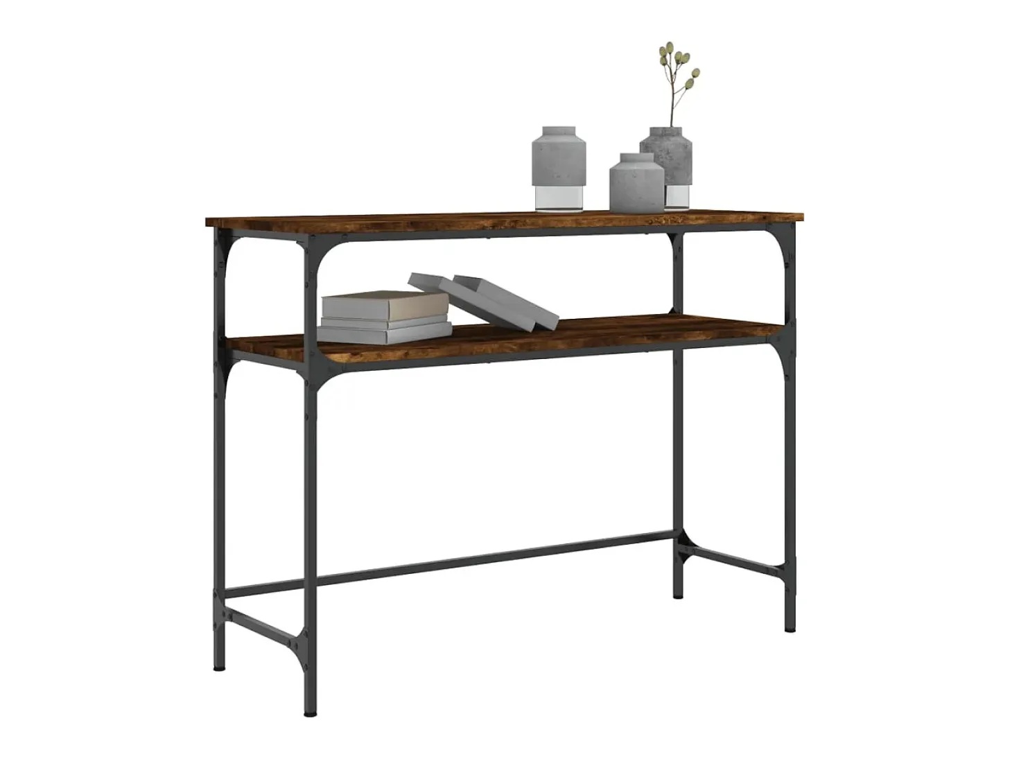 Consola de roble ahumado 100x35,5x75 cm madera de ingeniería