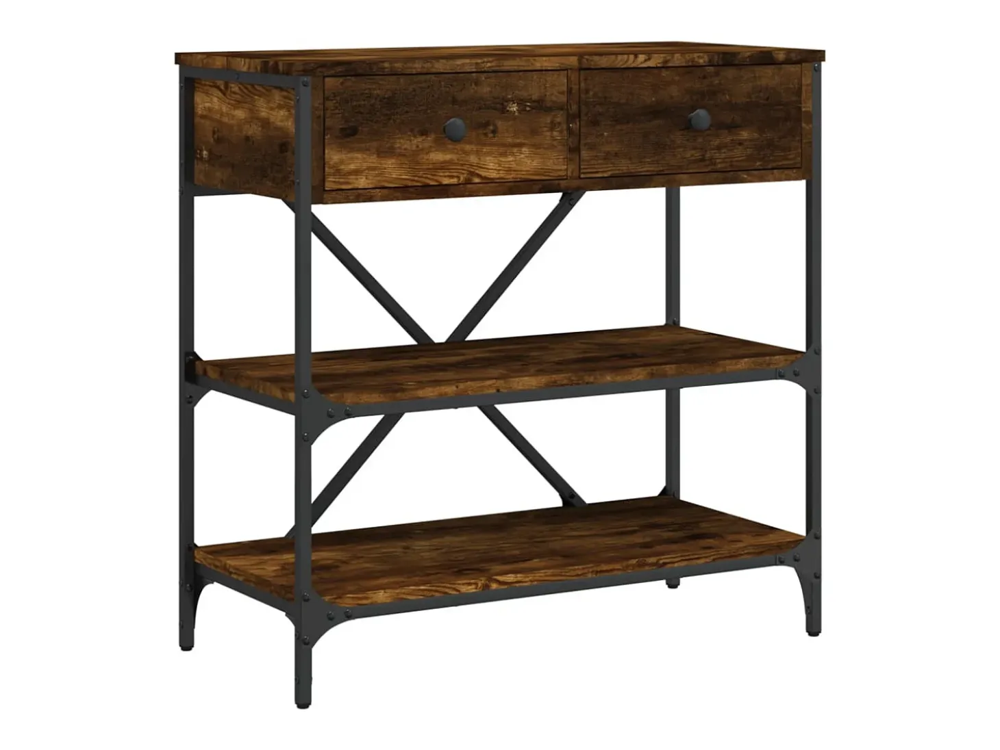 Consola de roble ahumado 75x34,5x75 cm madera de ingeniería