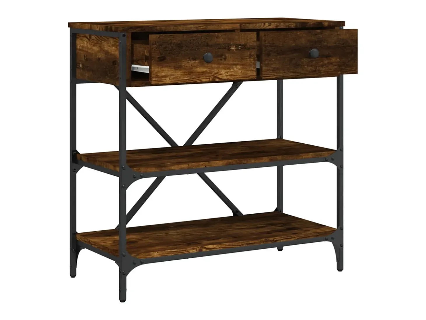 Consola de roble ahumado 75x34,5x75 cm madera de ingeniería