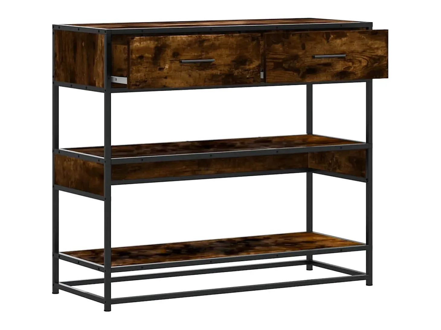 Consola de roble ahumado 90x35x80 cm madera de ingeniería