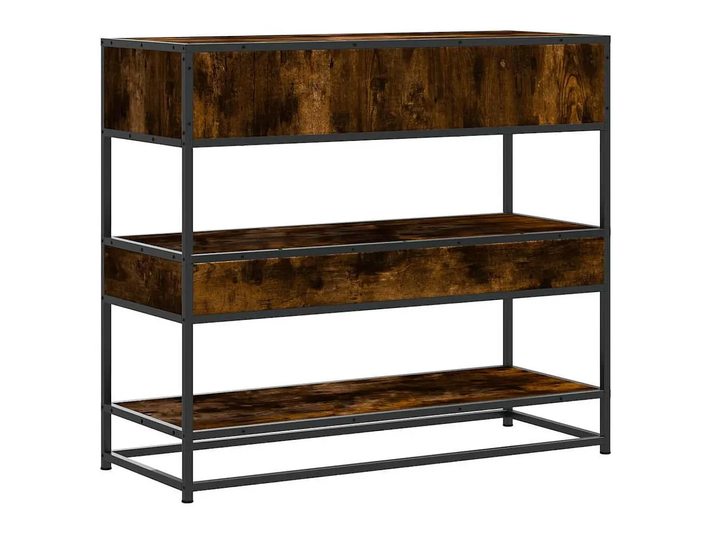 Consola de roble ahumado 90x35x80 cm madera de ingeniería