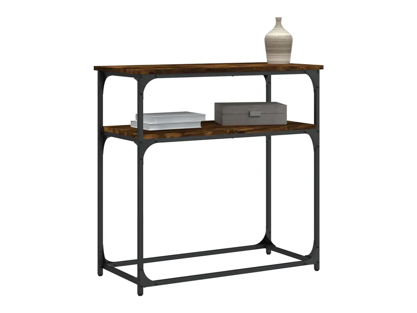 Consola de roble ahumado 75x35,5x75 cm madera de ingeniería