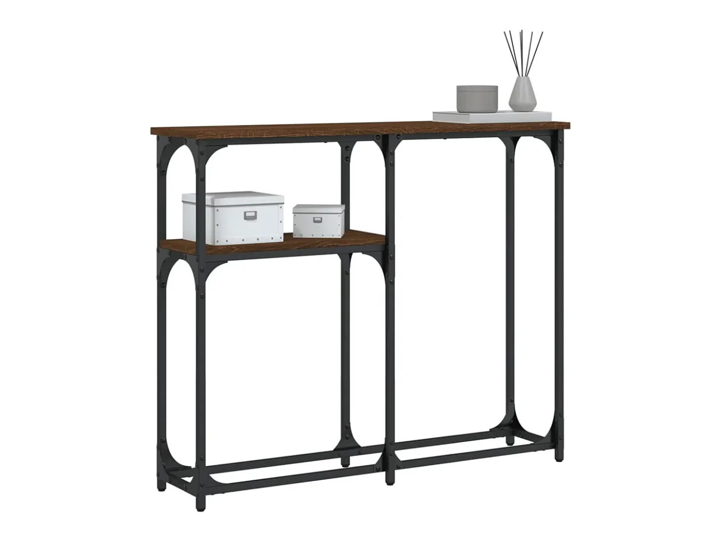 Consola de roble marrón 90x22,5x75 cm madera de ingeniería