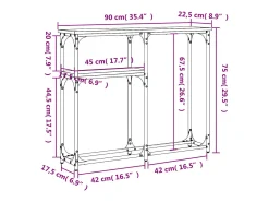 Consola de roble marrón 90x22,5x75 cm madera de ingeniería