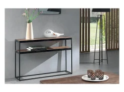 Consola de salón GOA en madera maciza. Mueble de estilo industrial.