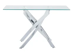Consola de vidrio templado y metal cromado - Transparente - COSIMA