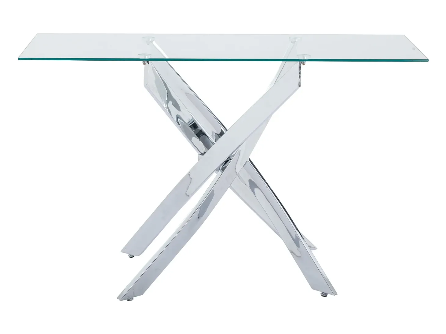 Consola de vidrio templado y metal cromado - Transparente - COSIMA