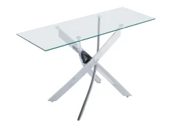 Consola de vidrio templado y metal cromado - Transparente - COSIMA