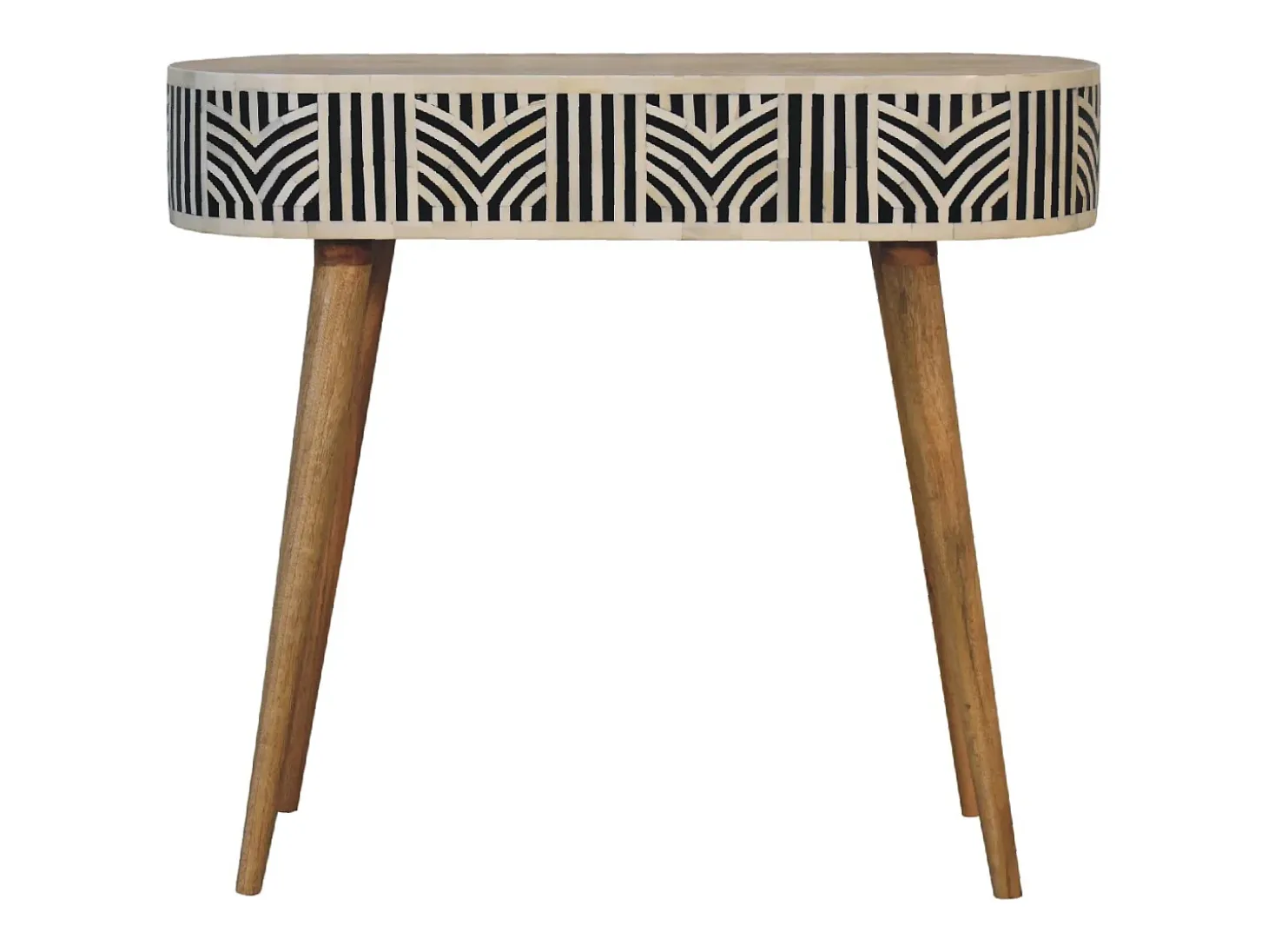 Consola Edessa Artisan Furniture con incrustaciones de hueso, 1 cajón, marrón claro