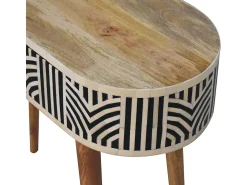 Consola Edessa Artisan Furniture con incrustaciones de hueso, 1 cajón, marrón claro