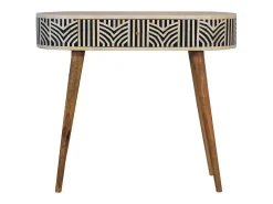 Consola Edessa Artisan Furniture con incrustaciones de hueso, 1 cajón, marrón claro