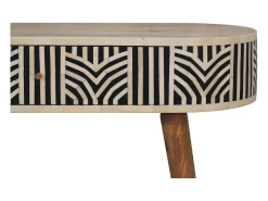 Consola Edessa Artisan Furniture con incrustaciones de hueso, 1 cajón, marrón claro