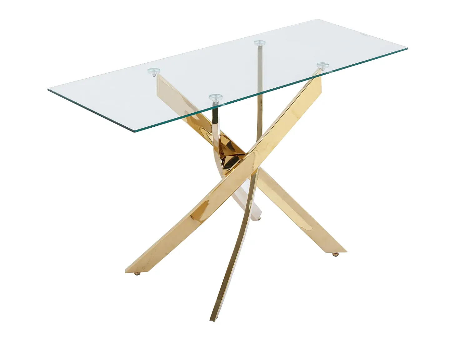 Consola en cristal templado y metal dorado - Transparente - COSIMA