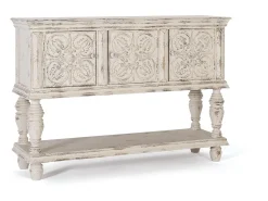Consola en madera de mango blanco decapé